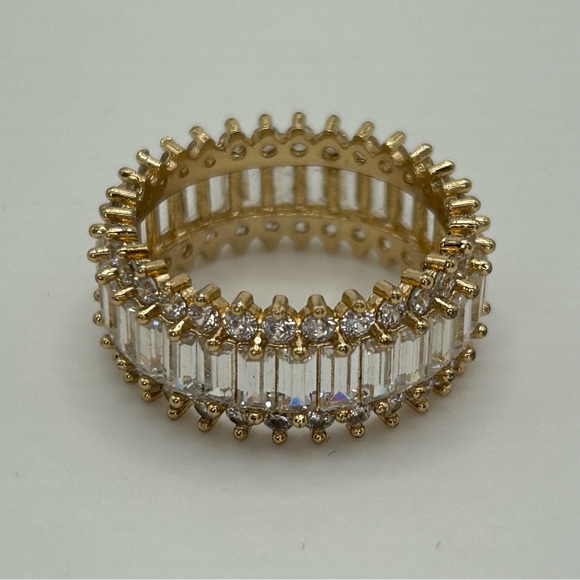 Baguette & Round Cut Wide Eternity Style Statement Band Ring | Size 7 - Picture 4 of 10